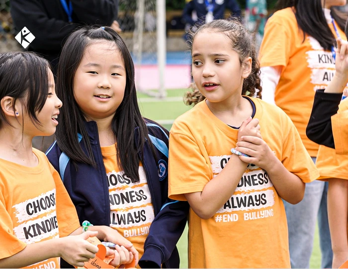KLIS students wearing orange Choose Kindness Always t-shirts participating in Unity Day to take a stand against bullying