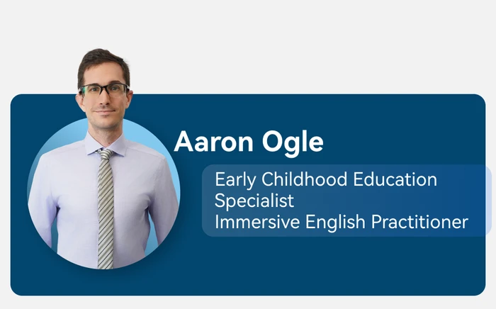 Aaron Ogle, KLIS Early Childhood Education Specialist, expert in immersive English and sensory play