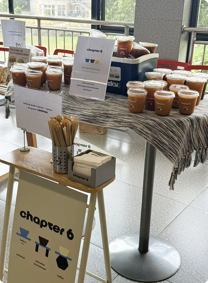 Student-run Chapter 6 coffee and snack shop serving teachers during KLIS Teacher Appreciation Week